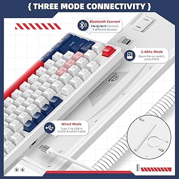 ☆Jack Lou☆ K87 Junta Teclado Mecânico de Jogos Sem Fio TKL 87 Chave